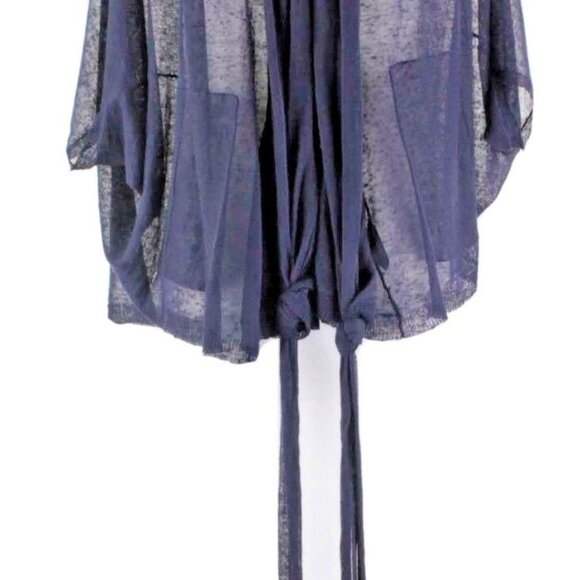 Angel of the North Sz S Navy Sheer Linen Blend Gossamer Thin Boho Jacket - Picture 3 of 8